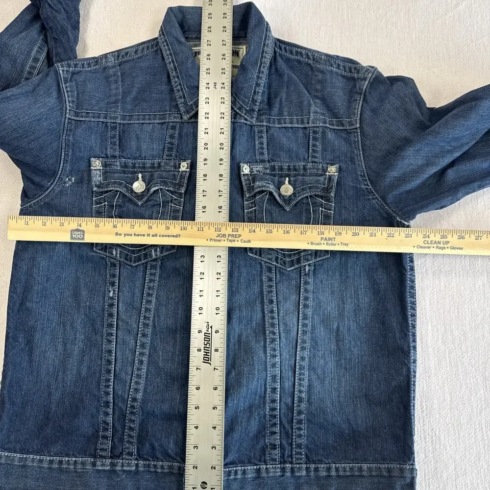 TRUE RELIGION snap button denim jean Trucker Jacket 3XL tag vtg Style y2k